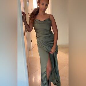 Birdy Grey Eucalyptus Matte Satin Maxi Dress